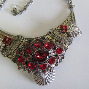 Gorgeous red and silver custom -made necklace Claudia Myers Designs from vintage